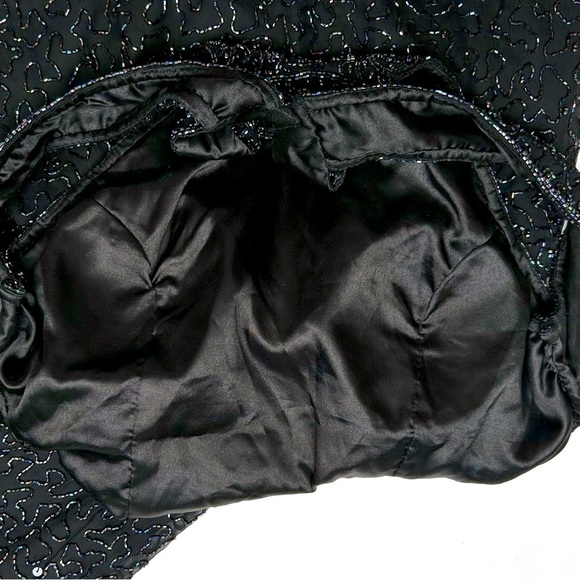 Vintage 90's Cache Black Silk Beaded Sequin Halter Gown Maxi Dress Size Large - Picture 13 of 16